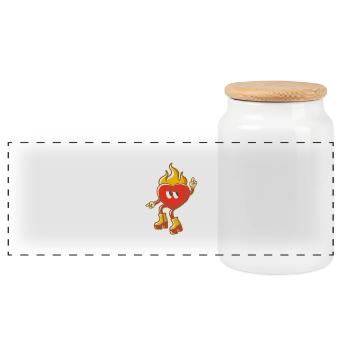 Retro Flaming Heart mit groovigen Stiefeln - Panorama Keksdose mit Holzdeckel - Weiß - Vorne