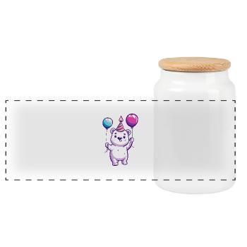 Polar Bear Polar Bear Birthday Baby - Panoramic Cookie Jar with Wooden Lid - white - Front