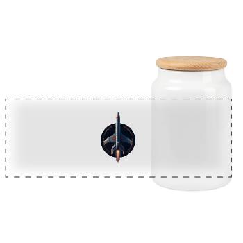 Fusée spatiale - Boîte à biscuits avec couvercle en bois - blanc - Devant