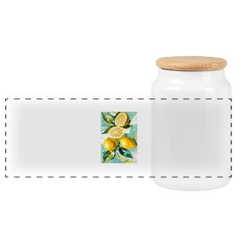 Lemon mood - Panoramic Cookie Jar with Wooden Lid - white - Front