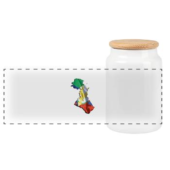 (RU) Drapeau du Daghestan en (RU) Carte du Daghestan - Boîte à biscuits avec couvercle en bois - blanc - Devant