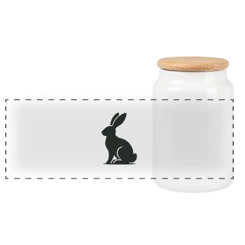 hare - Panoramic Cookie Jar with Wooden Lid - white - Front