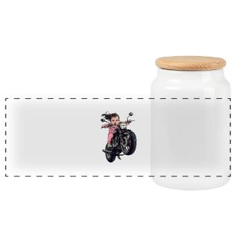 Biker Baby - Panoramic Cookie Jar with Wooden Lid - white - Front