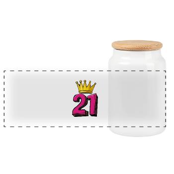 21 Number Krone - Panoramic Cookie Jar with Wooden Lid - white - Front