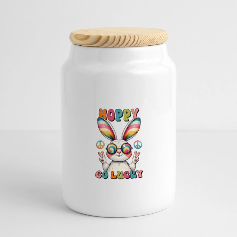Easter Easter Bunny Easter Eve Easter Sunday Easter Egg Spring Panoramic Cookie Jar with Wooden Lid