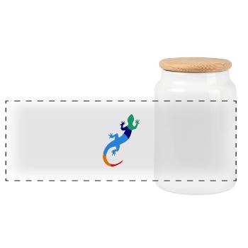 Happy Gecko - Boîte à biscuits avec couvercle en bois - blanc - Devant