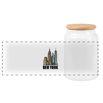 New York Skyline - Panorama Keksdose mit Holzdeckel - Weiß - Vorne