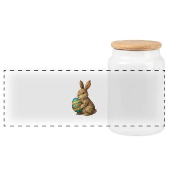 Geometrischer Osterhase - Panorama Keksdose mit Holzdeckel - Weiß - Vorne