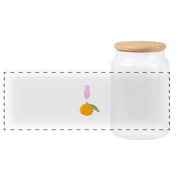 Pink cicada and Clementine - Panoramic Cookie Jar with Wooden Lid - white - Front