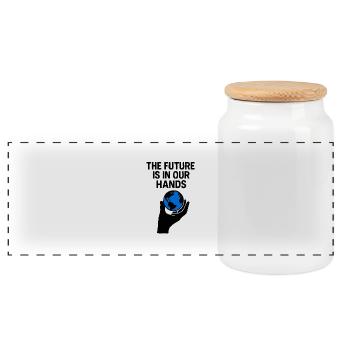 L’avenir est entre nos mains - Boîte à biscuits avec couvercle en bois - blanc - Devant