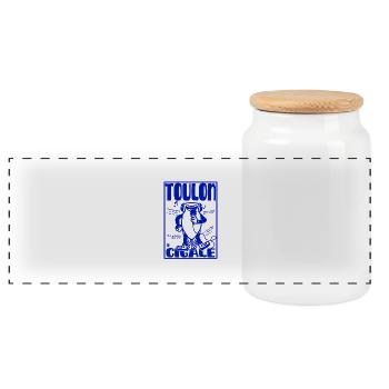 Cigale Toulon, die Diva des Südens, Retro-Maskottchen - Panorama Keksdose mit Holzdeckel - Weiß - Vorne