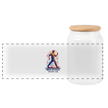 0014 déplacer un mâle différent - Boîte à biscuits avec couvercle en bois - blanc - Devant