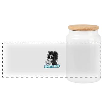 TEAM Shetland - Black Two-Tone - Panoramic Cookie Jar with Wooden Lid - white - Front