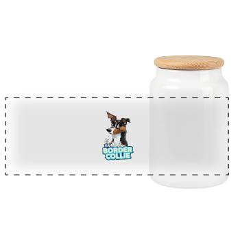 TEAM Border Collie Poil Court - Noir Tricolore - Boîte à biscuits avec couvercle en bois - blanc - Devant