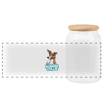 TEAM Border Collie Short Hair - MerleTri Red - Panoramic Cookie Jar with Wooden Lid - white - Front