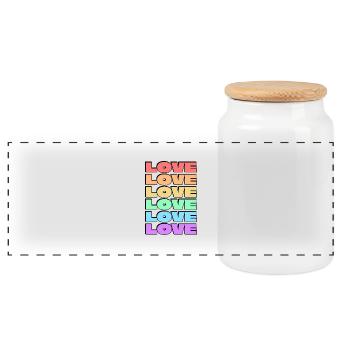 Amour 6 couleurs arc-en-ciel gay pride LGBTQ pastel - Boîte à biscuits avec couvercle en bois - blanc - Devant