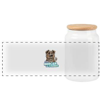TEAM Berger des Pyrénées - Fauve - Boîte à biscuits avec couvercle en bois - blanc - Devant