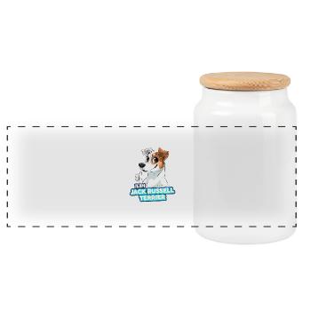 TEAM Jack Russell Terrier - Rehkitz 2 - Panorama Keksdose mit Holzdeckel - Weiß - Vorne