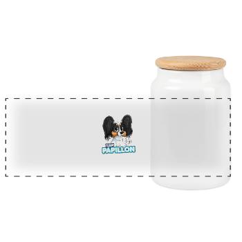 TEAM Schmetterling - Schwarz & Hellbraun - Panorama Keksdose mit Holzdeckel - Weiß - Vorne