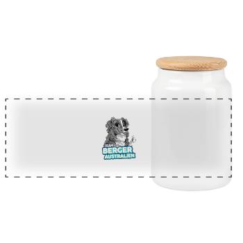 TEAM Berger Australien - Bleu Merle - Boîte à biscuits avec couvercle en bois - blanc - Devant