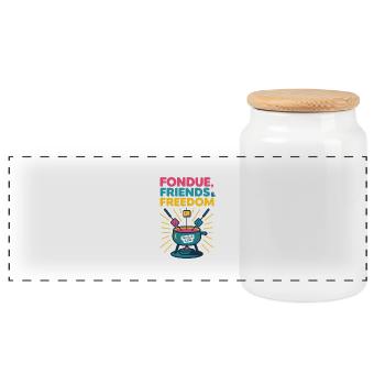 Fondue, Friends & Freedom - Boîte à biscuits avec couvercle en bois - blanc - Devant