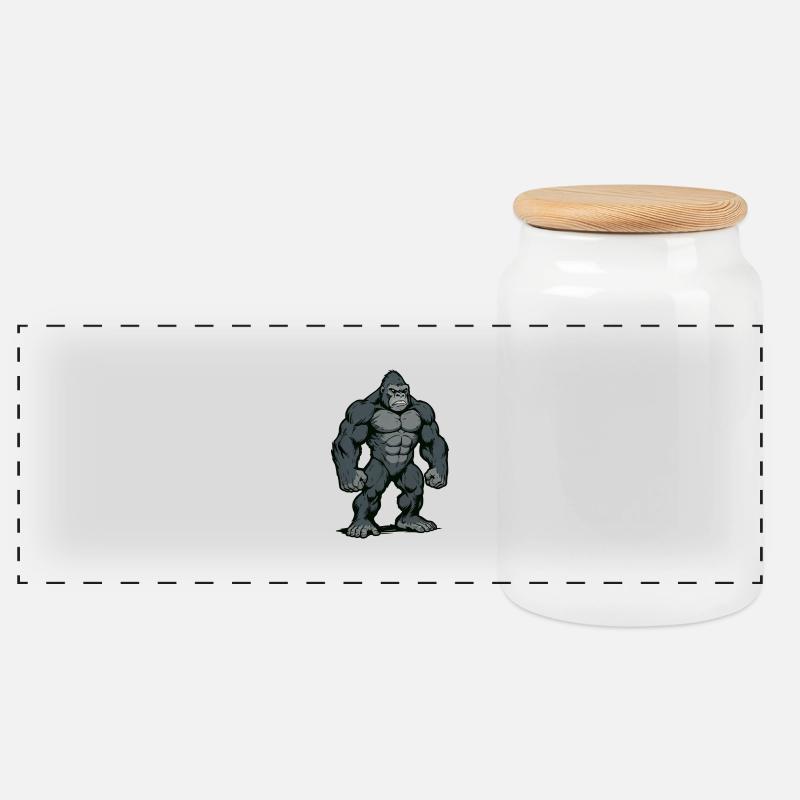 gorilla - Panorama Keksdose mit Holzdeckel - Weiß