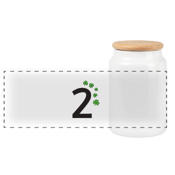 2 - Panoramic Cookie Jar with Wooden Lid - white - Front