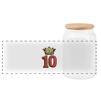 10 Number Crown - Panoramic Cookie Jar with Wooden Lid - white - Front