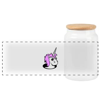 Unicorn Girl Pretty Bottom Hole Cartoon Cute Girl - Panoramic Cookie Jar with Wooden Lid - white - Front