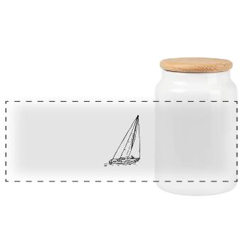 sailboat1 - Panorama Keksdose mit Holzdeckel - Weiß - Vorne