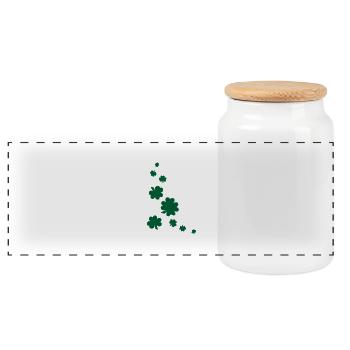 Shamrocks - Panoramic Cookie Jar with Wooden Lid - white - Front