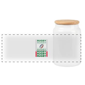 rugby - Panorama Keksdose mit Holzdeckel - Weiß - Vorne
