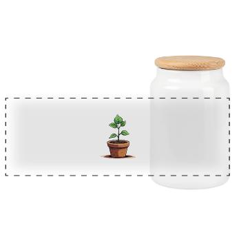 Plante sucrée en pot - Boîte à biscuits avec couvercle en bois - blanc - Devant