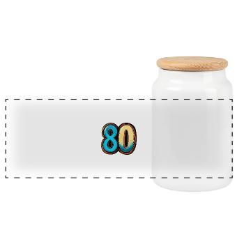 Bande dessinée de 80 numéros - Boîte à biscuits avec couvercle en bois - blanc - Devant