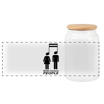 music connects people - Panoramic Cookie Jar with Wooden Lid - white - Front