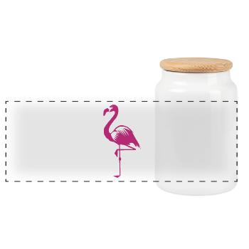 Oiseaux d’eau animaux oiseau rose flamant rose été - Boîte à biscuits avec couvercle en bois - blanc - Devant