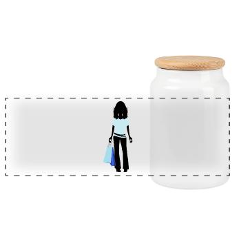 Woman shopping - Panoramic Cookie Jar with Wooden Lid - white - Front