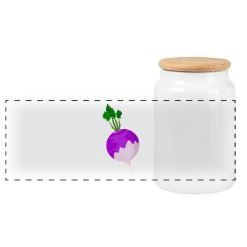 turnip - Panoramic Cookie Jar with Wooden Lid - white - Front