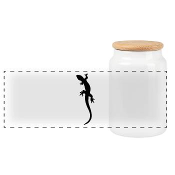 lizard - Panoramic Cookie Jar with Wooden Lid - white - Front