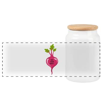 EAT YOUR BEET! - Panorama Keksdose mit Holzdeckel - Weiß - Vorne