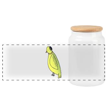 Mom bird - Panoramic Cookie Jar with Wooden Lid - white - Front