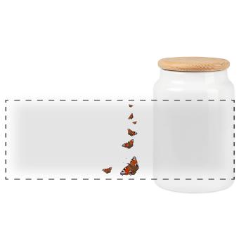 ailes de papillon de paon ressort d'insectes - Boîte à biscuits avec couvercle en bois - blanc - Devant