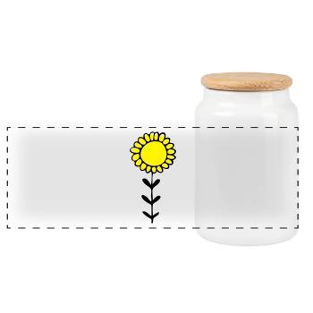 Tournesol Illustration - Boîte à biscuits avec couvercle en bois - blanc - Devant
