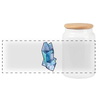 Pale blue crystal - Panoramic Cookie Jar with Wooden Lid - white - Front