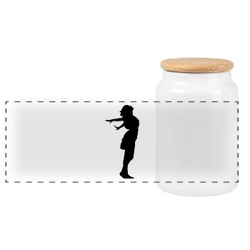 Flying Woman - Panoramic Cookie Jar with Wooden Lid - white - Front