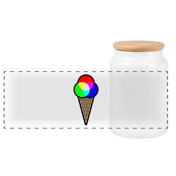 RGB Eis (Rot-Grün-Blau Eiscreme) - Panorama Keksdose mit Holzdeckel - Weiß - Vorne