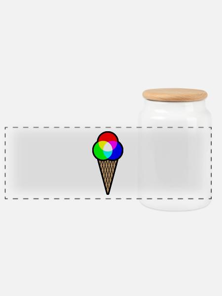 RGB Eis (Rot-Grün-Blau Eiscreme) - Panorama Keksdose mit Holzdeckel - Weiß