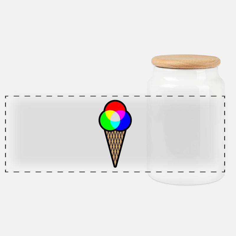 RGB Eis (Rot-Grün-Blau Eiscreme) - Panorama Keksdose mit Holzdeckel - Weiß