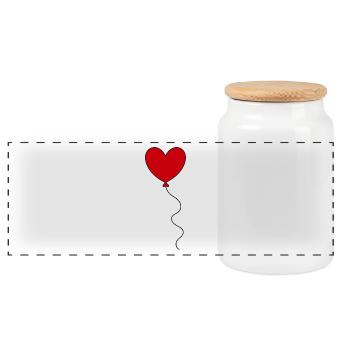 red heart red hearts red balloon balloon - Panoramic Cookie Jar with Wooden Lid - white - Front