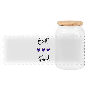 BEST FRIEND. FRIEND. FRIEND. FRIEND. GIRLFRIEND. YOU ARE - Panoramic Cookie Jar with Wooden Lid - white - Front